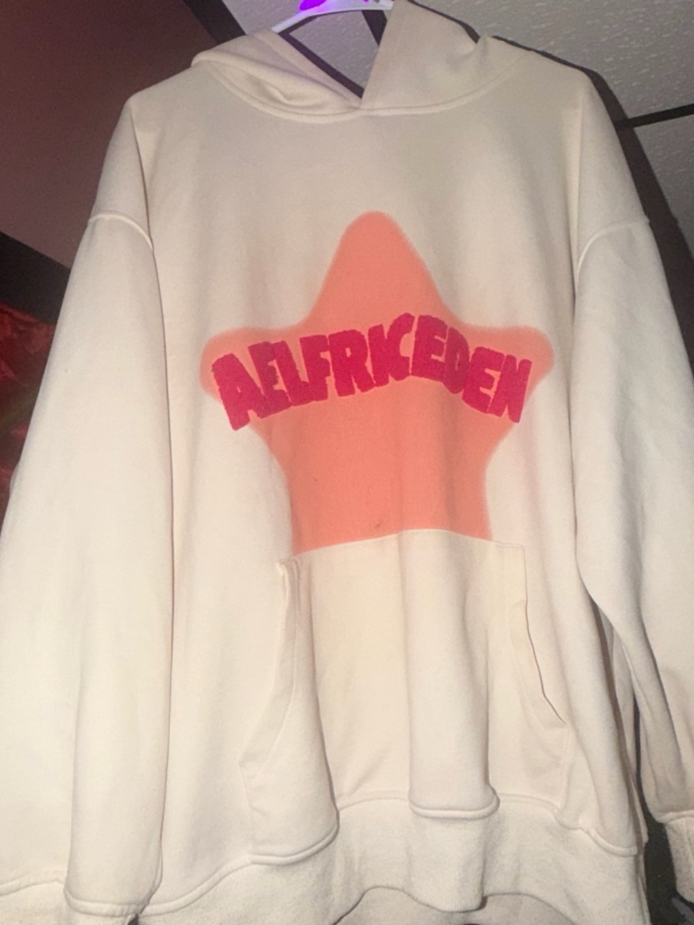 Aelfric Eden Cream Hoodie with Pink Star Logo